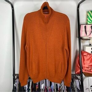 Intisouvenirs Handycraft The Best Alpaca Orange Knit Zip Sweater